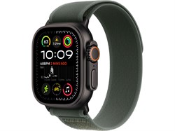 Watch Ultra 2 49 мм Чёрный Титан корпус c Green Trail Loop ремешком - S/M (130-180 мм) MYTJ3-MYQ33