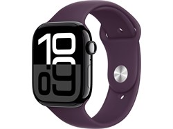 Watch Series 10 42 мм Jet Black (Глянцевый чёрный) Алюминиевый корпус с Plum Sport Band - S/M (130-180 мм) MWWX3-MXLC3