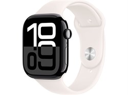 Watch Series 10 42 мм Jet Black (Глянцевый чёрный) Алюминиевый корпус с Light Blush Sport Band - M/L (150-200 мм) MWWX3-MXLP3