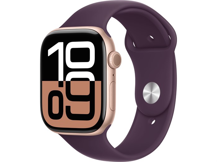 Watch Series 10, 42 мм, Rose Gold (Розовое золото), Алюминиевый корпус с Plum Sport Band - S/M (130-180 мм) MWWY3-MXLC3 - фото 20119