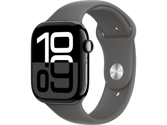 Watch Series 10, 46 мм, Jet Black (Глянцевый чёрный), Алюминиевый корпус с Stone Gray Sport Band - S/M (140-190 мм) MWX13-MXLX3 - фото 20443