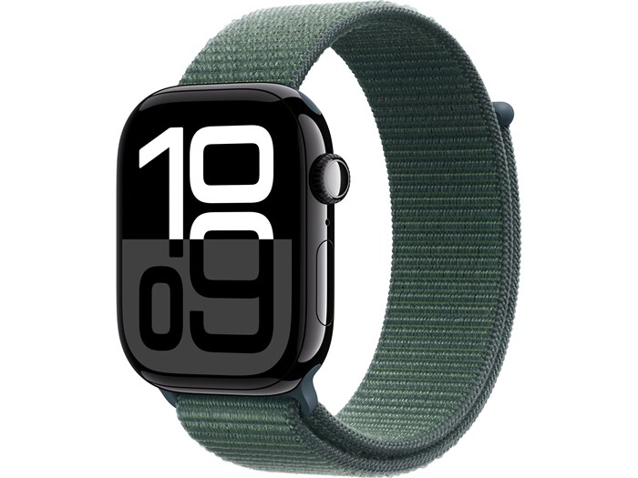 Watch Series 10, 46 мм, Jet Black (Глянцевый чёрный), Алюминиевый корпус с Lake Green Sport Loop MWX13-MXL83 - фото 20503