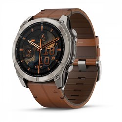 Fenix 8 - 51 мм, Amoled, Sapphire, Titanium, каштановый кожаный ремешок 010-02905-40 - фото 24872