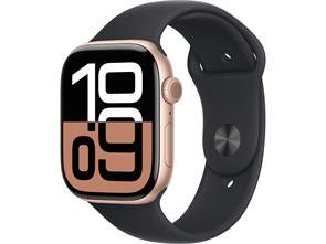 Watch Series 10, 42 мм, Rose Gold (Розовое золото), Алюминиевый корпус с Black Sport Band - S/M (130-180 мм) MWWY3-MXLJ3