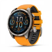 Fenix 8 - 47 мм, Amoled, Sapphire, Titanium, светло-серый, оранжевый силиконовый ремешок 010-02904-11